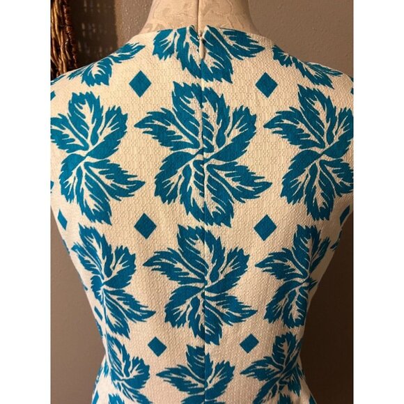 Diane von Furstenberg Textured Cotton Blue White A Line Dress 6 New - Picture 7 of 8